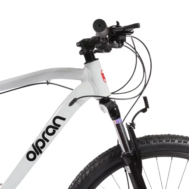 Mountain bike Olpran CANIS 27,5", 18 sebességes Shimano hajtás, könnyű alumínium váz, széles áttételtartomány, kiváló stabilitás,zökkenőmentes haladás - fehér/sötét petróleumszínű/sötétpiros