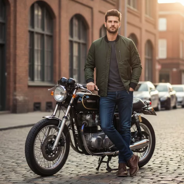 Motoros kabát W-TEC Caravago, rugalmas kötött szegélyek, hátvédő előkészítés, pánt a felakasztáshoz - zöld