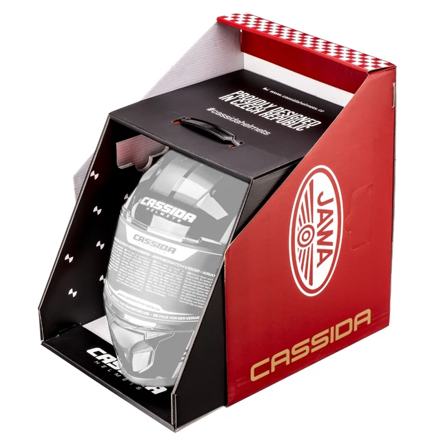 Motoros bukósisak Cassida Fibre Jawa Sport fekete/ezüst/piros