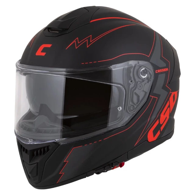 Motoros bukósisak Cassida Integral GT 2.1 Flash matt fekete/metál piros/sötét szürke, üvegszálas kompozit héj, SOS rendszer, ECE 22.06 típusjóváhagyás
