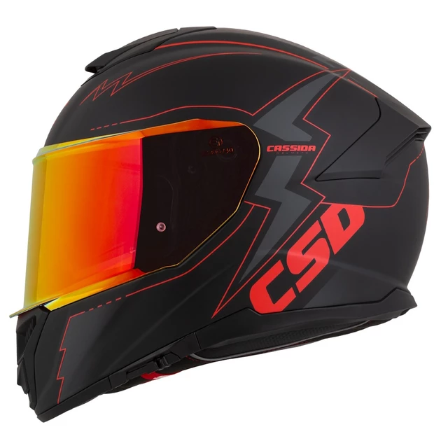 Motoros bukósisak Cassida Integral GT 2.1 Flash matt fekete/metál piros/sötét szürke, üvegszálas kompozit héj, SOS rendszer, ECE 22.06 típusjóváhagyás