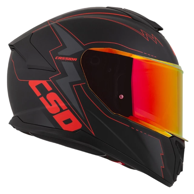 Motoros bukósisak Cassida Integral GT 2.1 Flash matt fekete/metál piros/sötét szürke, üvegszálas kompozit héj, SOS rendszer, ECE 22.06 típusjóváhagyás
