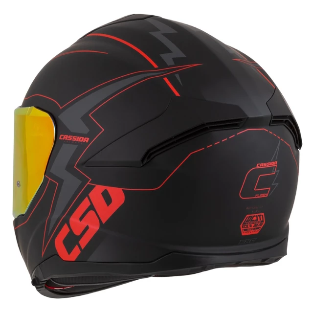 Motoros bukósisak Cassida Integral GT 2.1 Flash matt fekete/metál piros/sötét szürke, üvegszálas kompozit héj, SOS rendszer, ECE 22.06 típusjóváhagyás