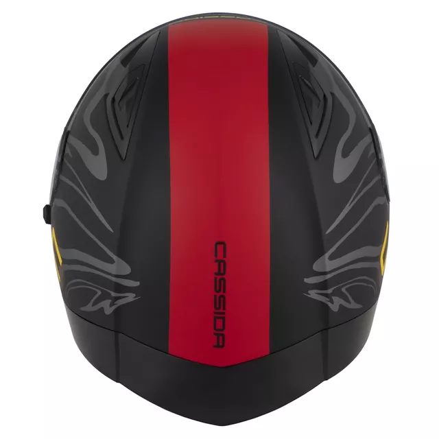 Motoros bukósisak Cassida Orbit Multivers matt fekete/piros/szürke/sárga, polikarbonát héj, tanúsítvány, napellenző, Pinlock® 70 fóliához előkészített