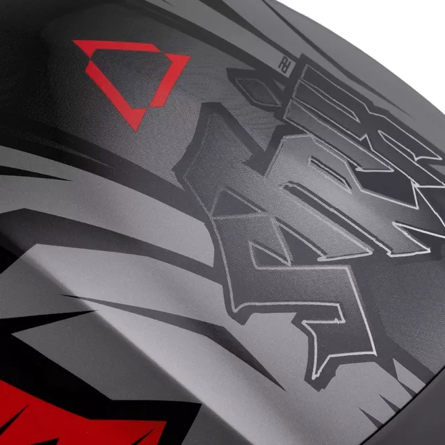 Motoros bukósisak Cassida Orbit StriX piros/szürke/fehér/fekete, dioptriás vagy napszemüveg használatához alkalmas, kivehető bélés, polikarbonát héj