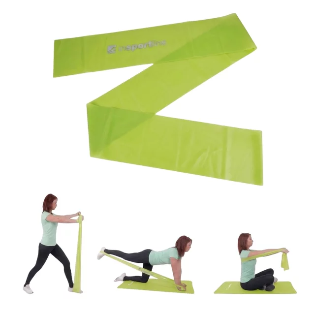 Fitnesz gumiszalag inSPORTline Clingy 170cm/1kg lime, széles körű felhasználási és rögzítési lehetőség, folyamatos ellenállás, nedvességállóság