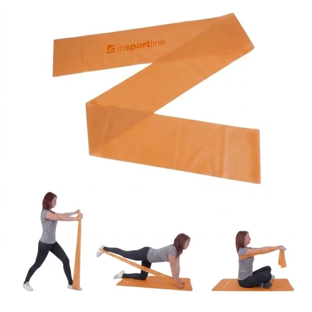 Fitnesz gumiszalag inSPORTline Clingy 170cm/2 kg narancs, széles körű felhasználási és rögzítési lehetőség, folyamatos ellenállás, nedvességállóság