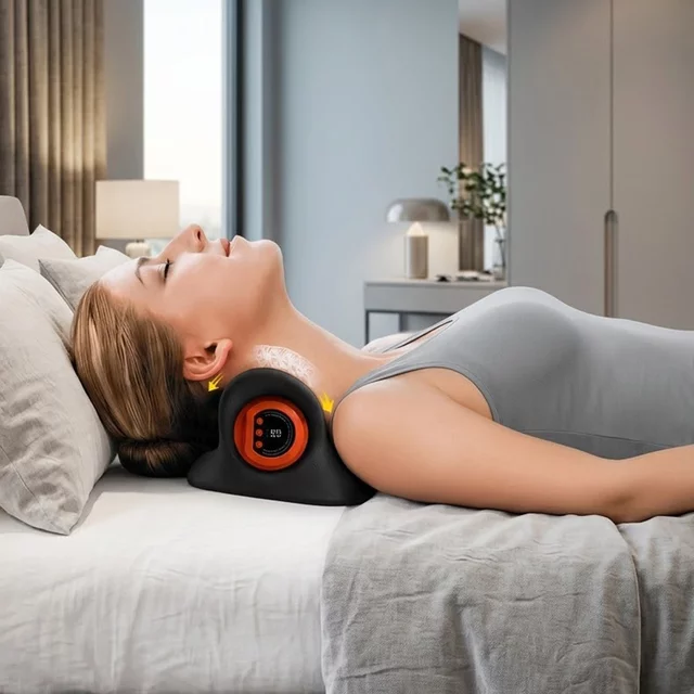 EMS nyakmasszírozó készülék inSPORTline Elixon, ergonomikus kialakítás, csendes működés, újratölthető akkumulátor, vezeték nélküli távirányító, fűtés - fekete