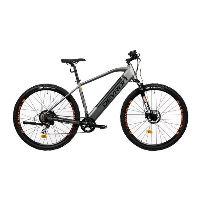 Elektromos mountain bike 2025 Devron Vulcan 29", Színes LCD, 250 W-os Bafang hátsó kerékagymotor, 100 km hatótáv - szürke - szürke