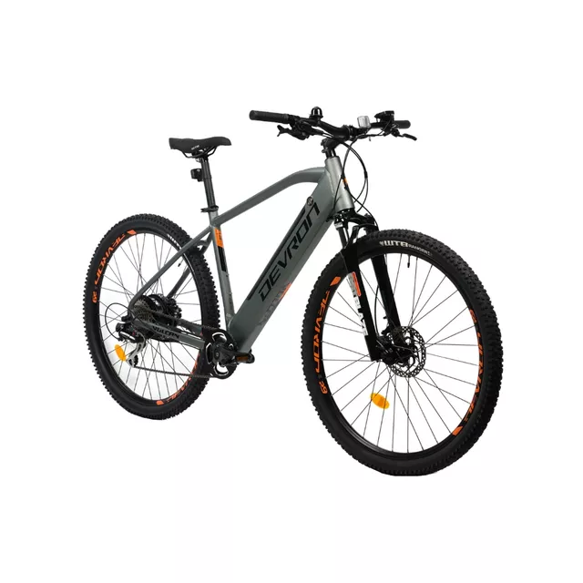 Elektromos mountain bike 2025 Devron Vulcan 29", Színes LCD, 250 W-os Bafang hátsó kerékagymotor, 100 km hatótáv - szürke
