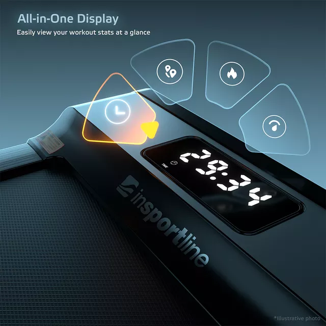 Összecsukható gyaloglópad inSPORTline ZenRun Fold 10, 0.75LE, max.120kg, futófelület 106x40cm, mellkasi öv, súly 24kg, otthoni