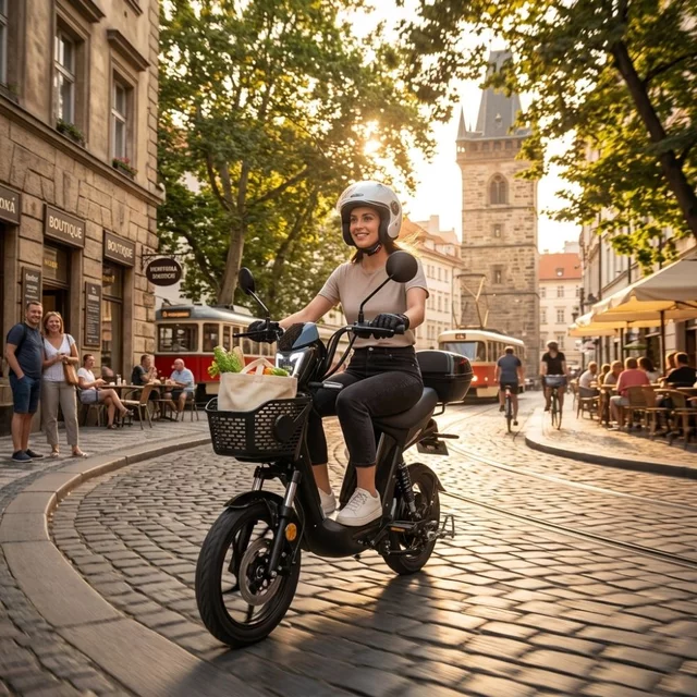 Elektromos robogó W-TEC E-Greta II 12Ah 18",  LED-es világítás, távirányító beépített riasztóval, áttekinthető digitális kijelző, 50 km hatótávolság - fekete