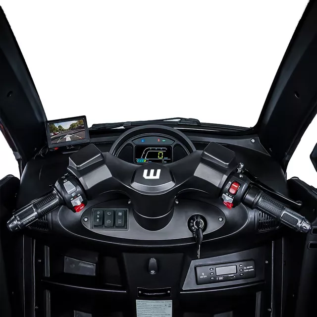 Elektromos robogó tetővel W-TEC Tukago - 45 km/h, tolatókamera 4"-os LCD kijelzővel, multimédiás Bluetooth, biztonsági övek, riasztórendszer - fekete