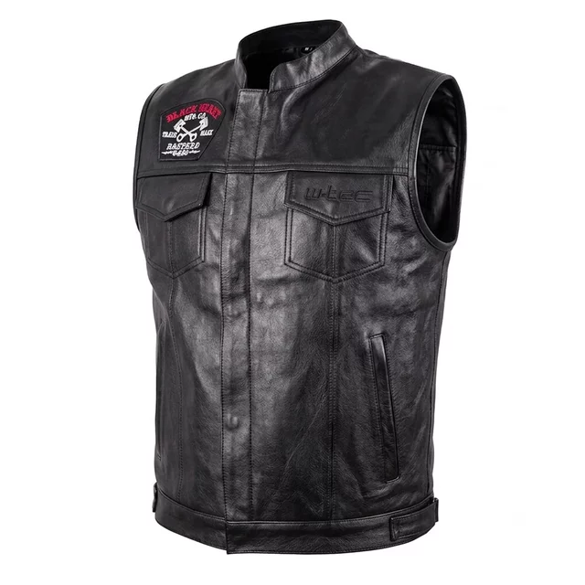 Motoros mellény W-TEC Black Heart Rumbler II, stílusos elemek, rugalmas anyag, oldalsó pántok patentokkal - fekete - fekete