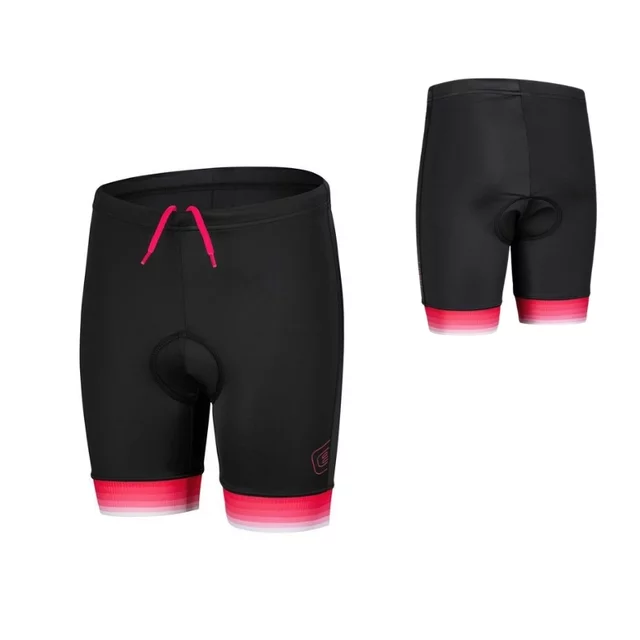 Gyermek kerékpáros nadrág Etape Junior 2.0, sportos szabás, kényelmes SOFT kerékpáros betét, Fibra Pro™ anyag, kompressziós funkcionális anyag - fekete / rózsaszín - fekete / rózsaszín