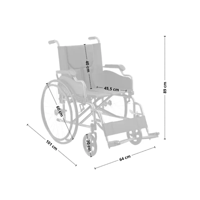 Mechanikus összecsukható kerekesszék inSPORTline Jakesully Oppatia meghajtással, hajtókarika, LED kijelző és lámpa, párnázott ülés, állítható lábtartó