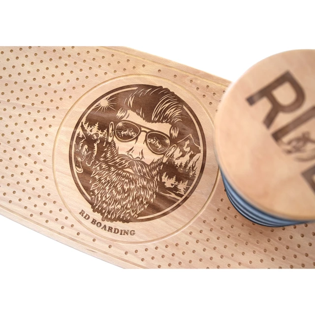 Egyensúly deszka RDB Fitboard II Snow, átlátszó lakkozással készült, lézergravírozás, PVC és fa kombinációja