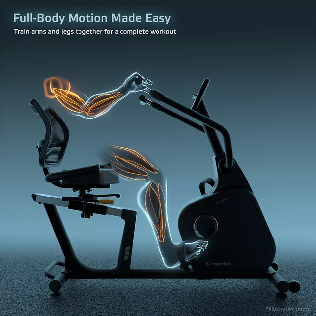 Háttámlás szobakerékpár inSPORTline ZenSeat 100, LCD kijelző, ergonomikus ülés, légáteresztő háttámla, 25 program