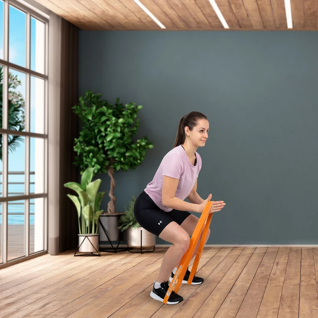 Erősítő szalag inSPORTline Rand Medium, ellenállás 6kg, kerület 208cm, hossz 102cm, Latex-polyészter - fluo sárga