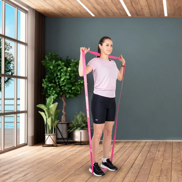 Erősítő szalag inSPORTline Rand Medium, ellenállás 6kg, kerület 208cm, hossz 102cm, Latex-polyészter - fluo sárga