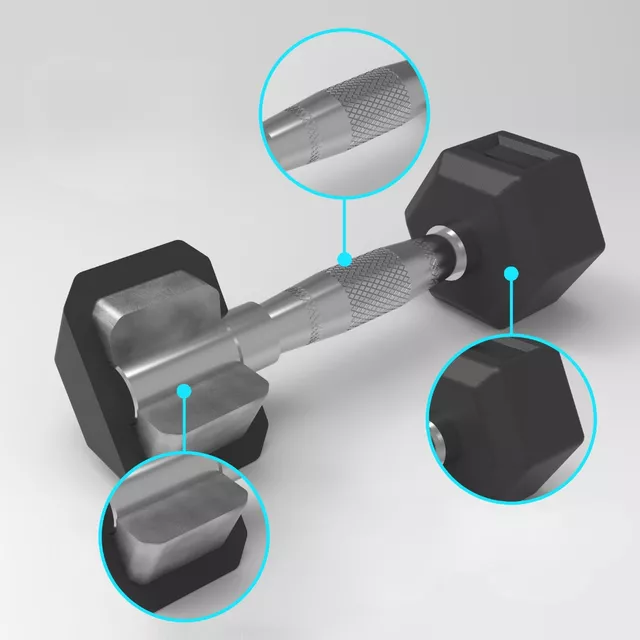 Hatszögű kézisúlyzó inSPORTline Hexclusive 8 kg, ergonomikusan kialakított csúszásmentes fogantyú, tartós felület, precíz kivitelezés