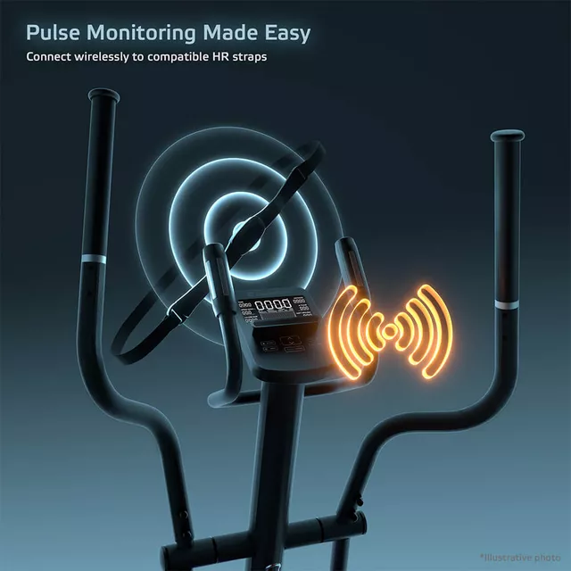 Ellipszis tréner inSPORTline ZenStride 200, helytakarékos, összecsukható, mozgatható, kényelmes, halk, első lendkerekes, elektromos, max.120kg