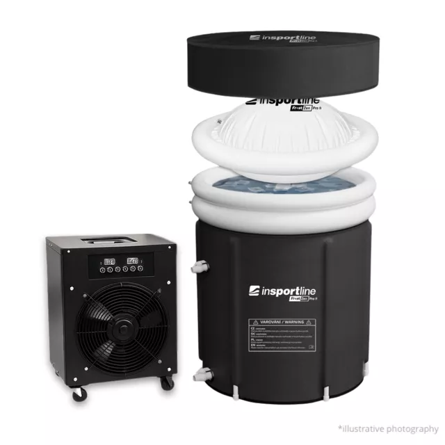 Hordozható edzőkád inSPORTline FrostZen Pro II hőszabályozó rendszerrel, 5 réteg szigetelés, ózonos fertőtlenítés, jég- és melegfürdő opció