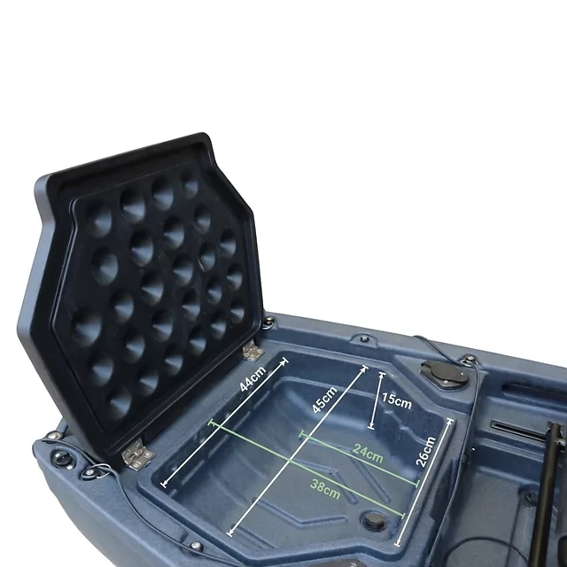 Pedálos összecsukható kétszemélyes kajak inSPORTline Rhoner Duo, összecsukható ülés 3 állítható magasságú pozícióval, pedálos meghajtórendszer