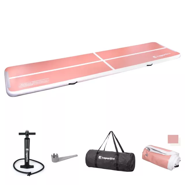 Airtrack kézi pumpával inSPORTline Airstunt 500x100x10 cm, Drop Stitch technológia, javítókészlet, rugalmas anyag, megerősített varratok