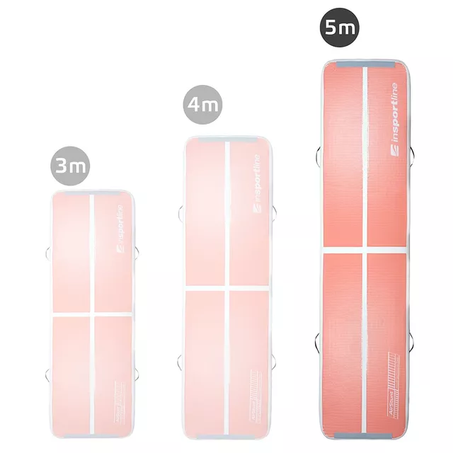Airtrack elektromos pumpával inSPORTline Airstunt 500x100x10 cm,  Drop Stitch technológia, javítókészlet, rugalmas anyag, megerősített varratok