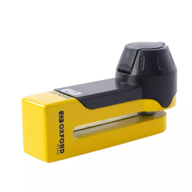 Tárcsafékzár Oxford Titan, kétállású zár, rozsdamentes acél, 3 kulcs - sárga