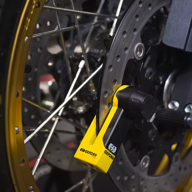 Tárcsafékzár Oxford Titan, kétállású zár, rozsdamentes acél, 3 kulcs