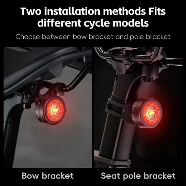 Hátsó lámpa 2 az 1-ben inSPORTline ISL Lumbarda, rezgésérzékelő, 5 világítási mód, egyszerű felszerelés, 2 féle tartó tartozék