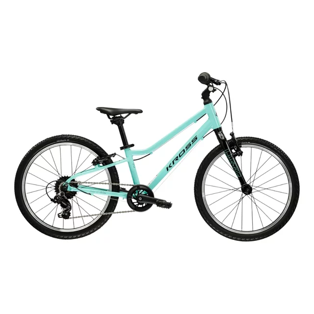 Ultra könnyű gyermekkerékpár Kross Liftie 20" Gen 009 - 2025, 115-130 cm, 7,2 kg, Shimano Revoshift markolatváltó, Aluminium Lite váz - menta / fekete / fényes