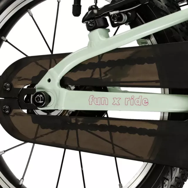 Gyerekkerékpár Kross Liftie 14" Gen 009,  alacsony átlépésű vázszerkezet, féknyerges fékek, alumínium váz, együtt nő a gyermekeddel - sárga / fekete / matt