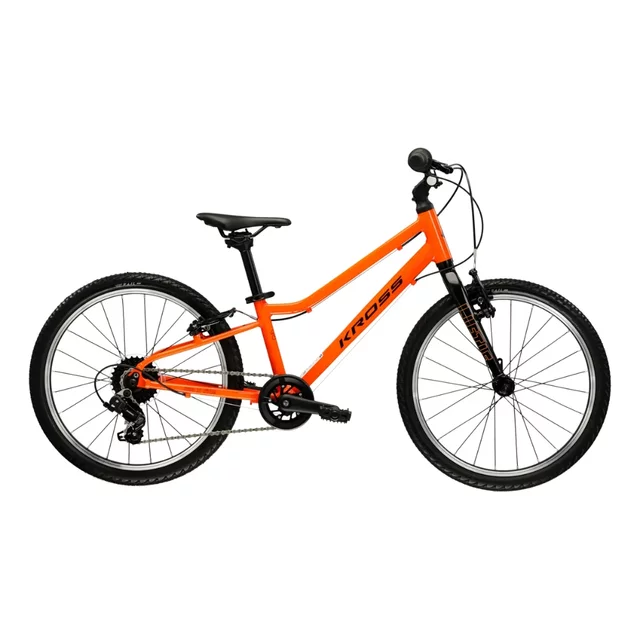 Ultra könnyű gyermekkerékpár Kross Liftie 20" Gen 009 - 2025, 115-130 cm, 7,2 kg, Shimano Revoshift markolatváltó, Aluminium Lite váz - narancssárga / fekete / fényes