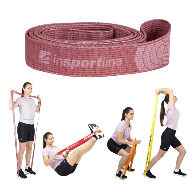 Erősítő szalag inSPORTline Rand Strong, ellenállás 8kg, kerület 208cm, hossz 102cm, Latex-polyészter - narancssárga - meggyes brownies