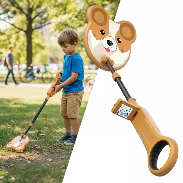 Gyerek fémkereső inSPORTline Aurino MD1011, 658 g, ergonomikus kialakítás, teleszkópos kialakítás, vízálló tekercs, kerek markolat, ajándék motívum - kutya - kutya