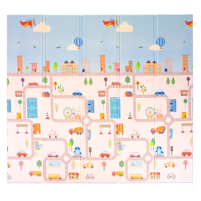 Összecsukható baba matrac inSPORTline Michlino 150x180x1,2 cm - Aranyos bálnák