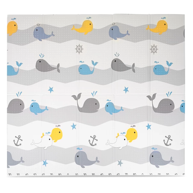 Összecsukható baba matrac inSPORTline Michlino 150x180x1,2 cm - Aranyos bálnák