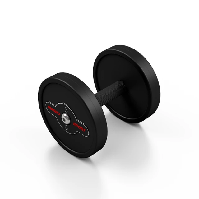 Gumírozott acél súlyzók 5-32,5 kg állvánnyal - Marbo Sport, 552kg, 24db egykezes súlyzó, acél, gumírozott, tartóval, kétsoros állvány