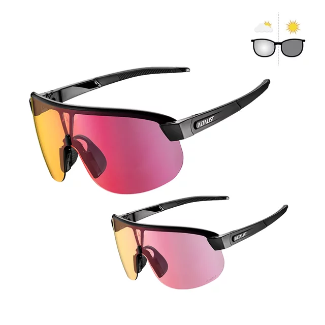 Fotokromatikus napszemüveg Altalist Kisou ATR, ütésálló, ultra könnyű keret, széles látómező, karcolásgátló kezelés - fekete piros üveggel