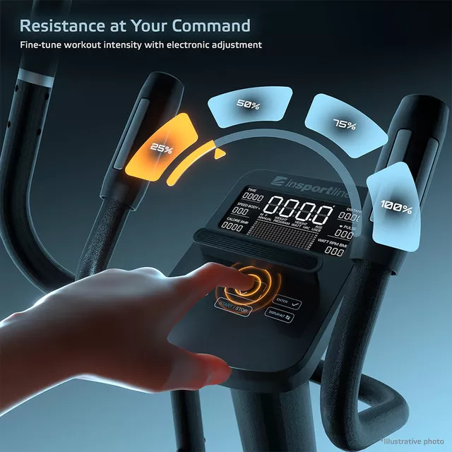 Ellipszis tréner inSPORTline ZenStride 200, helytakarékos, összecsukható, mozgatható, kényelmes, halk, első lendkerekes, elektromos, max.120kg