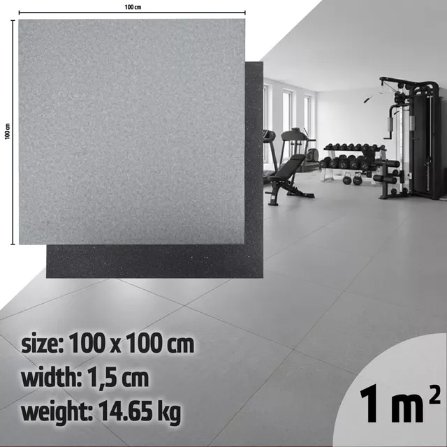 Súlyzószőnyeg inSPORTline Luxteko Flat 100x100x1,5 cm, védi a padlót a sérülésektől, vízálló, könnyű karbantartás - márvány