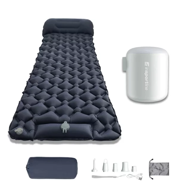 Felfújható matrac inSPORTline Soultea mini pumpával 190x60x6 cm, alacsony súly, kompakt méretek, hatékony szigetelés, javítófolt, 40D nylon