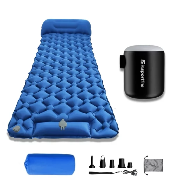 Felfújható matrac inSPORTline Soultea mini pumpával 190x60x6 cm, alacsony súly, kompakt méretek, hatékony szigetelés, javítófolt, 40D nylon