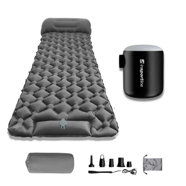 Felfújható matrac inSPORTline Soultea mini pumpával 190x60x6 cm, alacsony súly, kompakt méretek, hatékony szigetelés, javítófolt, 40D nylon