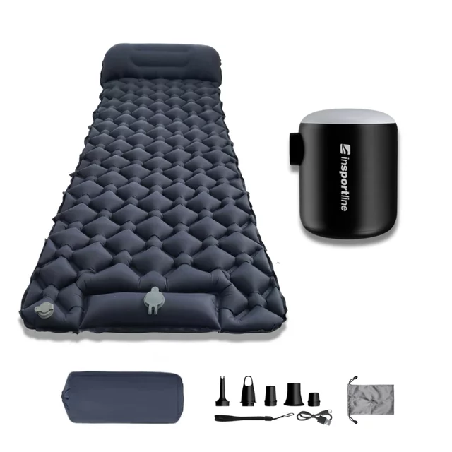 Felfújható matrac inSPORTline Soultea mini pumpával 190x60x6 cm, alacsony súly, kompakt méretek, hatékony szigetelés, javítófolt, 40D nylon