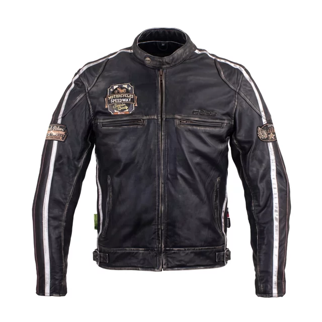 Férfi motoros bőrkabát W-TEC Sheawen Vintage - fekete