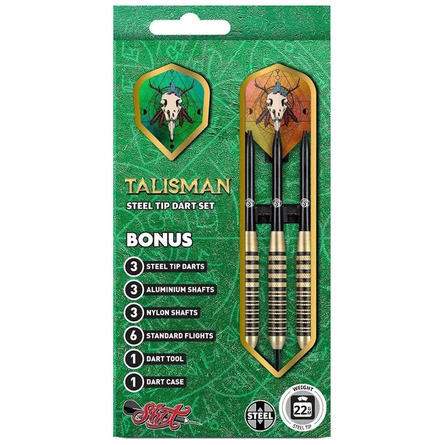 Darts nyílkészlet Shot Value Range Talisman Brass acél 3db, kiváló minőség, strapabíró kialakítás